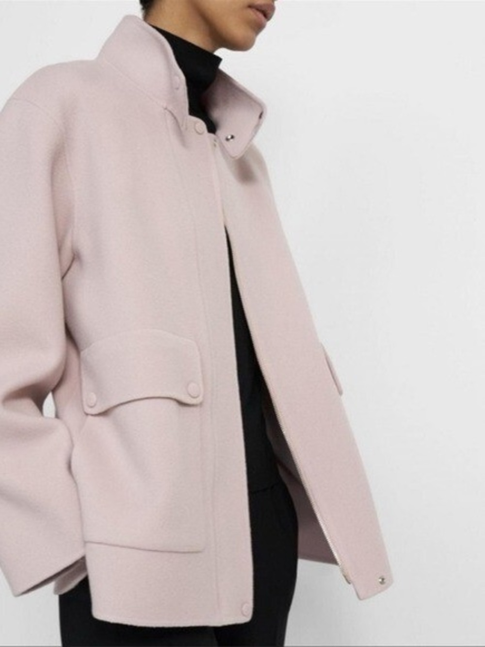 Theory Wool Cashmere Utility Coat Jacket Rosewood Pink Size L (Flawed-See Pics)